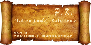 Platzerjanó Kolombusz névjegykártya